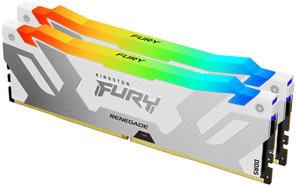 Kingston Fury™ Renegade RGB DDR5 - 32 Go (2 x 16 Go) - 6400 MT/s C32 - Intel XMP 3.0 - Blanc KF564C32RWAK2-32 - ESP-Tech