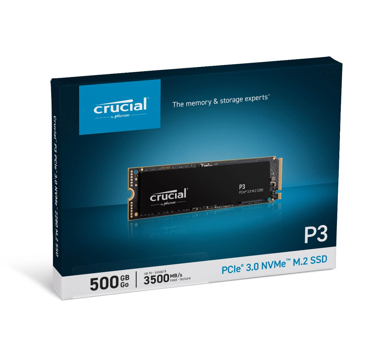 Crucial® P3 - 500 Go PCIe® 3.0 NVMe™ M.2 2280 SSD – ESP-Tech