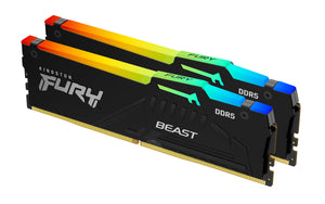 Kingston Fury™ Beast RGB DDR5 - 16 Go (2 x 8 Go) - 5600 MT/s C40 - Intel XMP 3.0 - Noir - ESP-Tech