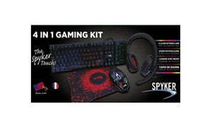 Spyker Gaming Kit 4-en-1 - Clavier rétro-éclairé LED, Casque avec Micro, Souris, Tapis Souris - SPY-KM401G-COMBO-1116026 - ESP-Tech